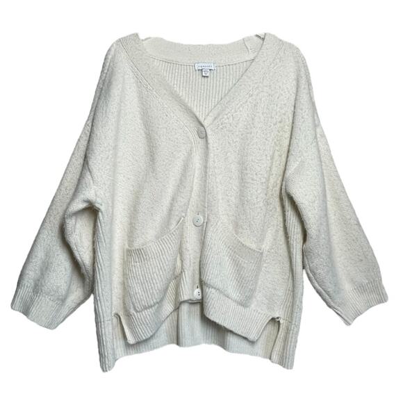 Topshop Oversized Ribbed Knit Cardigan Ivory Size Medium - Picture 1 of 9